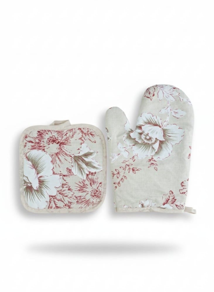 جوانتي وماسك فرن حراري كتان  قطعتين - Image 2